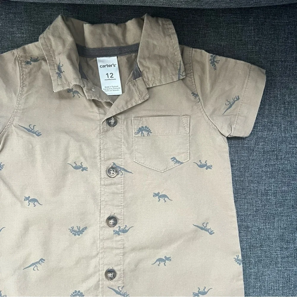 Carter's Beige Dinosaur Print Romper